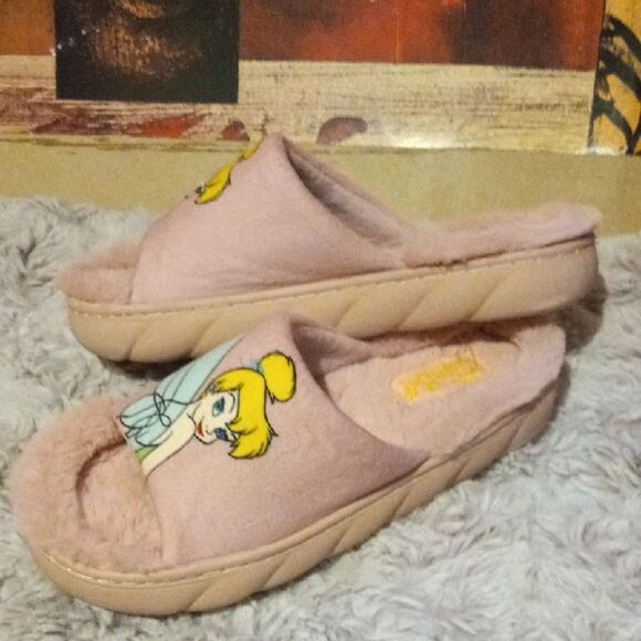 Tinkerbell Pink Fuzzy Slippers - Picture 3 of 5
